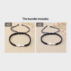 [Steel Cross Bracelet] Stainless Steel Adjustable 1pc Hand Woven Cross Bracelet | Men's Hand Jewelry