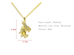 Prayer Hand Necklace, Peace Necklace, Hip Hop Necklace