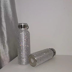 [Sparkling Water Bottle] Elegant Sparkling 350/500/750ml Bling Stainless Steel Water Bottle | Leakproof Lid, Thermal Insulation for Hot & Cold Drinks, Modern Rectangular Design - Perfect Christmas, Mother's Day, Graduation Gi