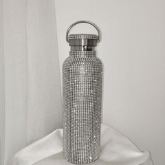 [Sparkling Water Bottle] Elegant Sparkling 350/500/750ml Bling Stainless Steel Water Bottle | Leakproof Lid, Thermal Insulation for Hot & Cold Drinks, Modern Rectangular Design - Perfect Christmas, Mother's Day, Graduation Gi