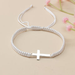 [Steel Cross Bracelet] Stainless Steel Adjustable 1pc Hand Woven Cross Bracelet | Men's Hand Jewelry
