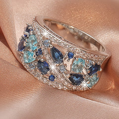 Bohemian Women's Couple Fashion Elegant Glass Synthetic Zirconia Gift Ring