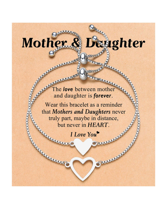 Kidbbi Christmas Gifts for Mom Stocking Stuffers Matching Mother Daughter Bracelets Set for 2 Daughter Gifts from Mom