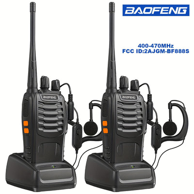 2pcs BAOFENG BF-888S UHF 400-480MHz Amateur Radio Handheld Two Way Radio UHF Portable Walkie Talkies for Adults, Hiking Biking Camping