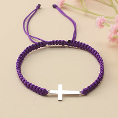 [Steel Cross Bracelet] Stainless Steel Adjustable 1pc Hand Woven Cross Bracelet | Men's Hand Jewelry