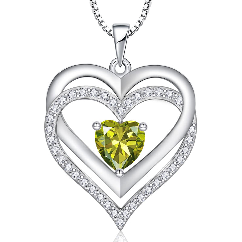 RIVIKO Heart August Birthstone Necklaces Gifts for Women 925 Sterling Silver Love Heart Pendant Necklace Mothers Day Valentines Christmas Birthday Jewelry Gifts for Her Mom Wife