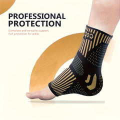 1 Pair Copper Ankle Support Sleeves Unisex Moisture Wicking with Arch Heel Stabilization Ideal for Basketball Tennis Running