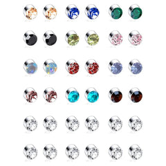 ZF Magnetic Stud Earrings Colors CZ Jewelry Clip on No Piercing Earrings Studs for Women Men 4MM 6MM