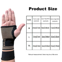 1 Pair Copper Wrist Compression Sleeves Support Brace Unisex for Sports Fitness Workouts Typing Breathable Hand Protection