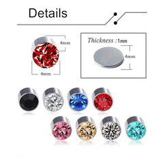 ZF Magnetic Stud Earrings Colors CZ Jewelry Clip on No Piercing Earrings Studs for Women Men 4MM 6MM