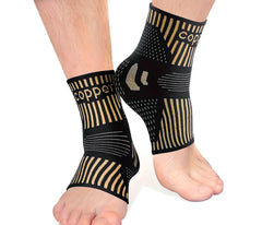 1 Pair Copper Ankle Support Sleeves Unisex Moisture Wicking with Arch Heel Stabilization Ideal for Basketball Tennis Running