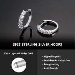 1ct 0.6ct VVS Moissanite Diamond Huggie Ear Cuffs Hypoallergenic 925 Sterling Silver 14K Gold Plated Hoop Earring for Women Men