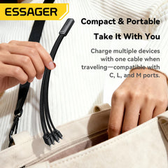 Essager 4-in-1 Fast Charging Portable Cable for Travel Type C Female to Multi USB with 2 Type C Micro And Lightning Adapters