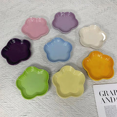 5.5'' Cat Feeding Flower Shaped Ceramic Disc Extra Wide Raised Cats Food Bowl  Anti-vomiting Cat Feeder Pet Delicate Tableware