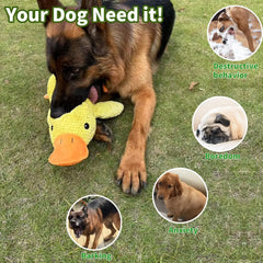 Duck dog toy plush chew resistant durable dog toy with quacking sound teeth grinding relief soft companion for small large dog