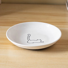 Ceramic Food Bowl for Cats; Anti-Skid Silicone Pad; Appealing Kitten Dish; Pet Feeding Essentials