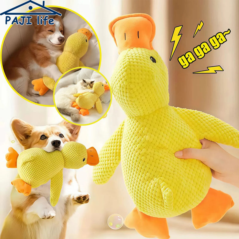 Duck dog toy plush chew resistant durable dog toy with quacking sound teeth grinding relief soft companion for small large dog