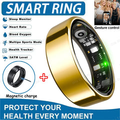 2025 Smart Ring Blood Pressure Heart Rate Sleep Monitoring Smartring IP68 & 5ATM Waterproof Multi-sport Mode Smartring Man Women