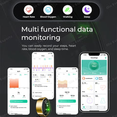2025 Smart Ring Blood Pressure Heart Rate Sleep Monitoring Smartring IP68 & 5ATM Waterproof Multi-sport Mode Smartring Man Women