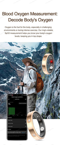 2025 Smart Ring Women Men Super narrow 6.3mm Heart Rate Health Stress measurement Monitor IP68 Waterproof Fashion Sports Rings