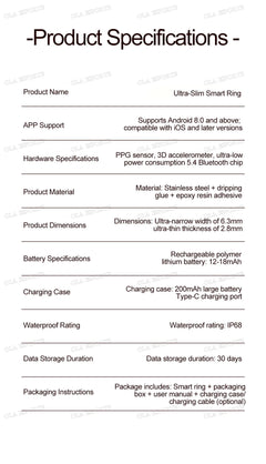 New 6.3mm Thin Smart Ring Health Monitor Smartring Outdoor Waterproof Ring Heart Rate Body Temperature Monitoring Sports rings