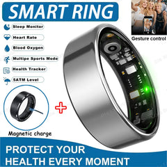 2025 Smart Ring Blood Pressure Heart Rate Sleep Monitoring Smartring IP68 & 5ATM Waterproof Multi-sport Mode Smartring Man Women