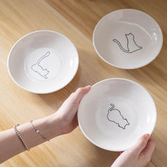 Ceramic Food Bowl for Cats; Anti-Skid Silicone Pad; Appealing Kitten Dish; Pet Feeding Essentials