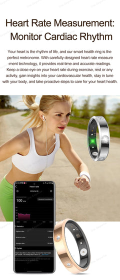 2025 Smart Ring Women Men Super narrow 6.3mm Heart Rate Health Stress measurement Monitor IP68 Waterproof Fashion Sports Rings