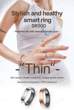2025 Smart Ring Women Men Super narrow 6.3mm Heart Rate Health Stress measurement Monitor IP68 Waterproof Fashion Sports Rings