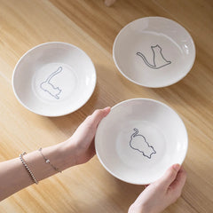 Ceramic Food Bowl for Cats; Anti-Skid Silicone Pad; Appealing Kitten Dish; Pet Feeding Essentials