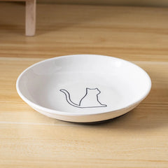 Ceramic Food Bowl for Cats; Anti-Skid Silicone Pad; Appealing Kitten Dish; Pet Feeding Essentials