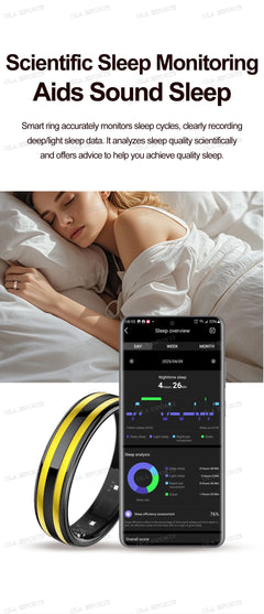 New 6.3mm Thin Smart Ring Health Monitor Smartring Outdoor Waterproof Ring Heart Rate Body Temperature Monitoring Sports rings