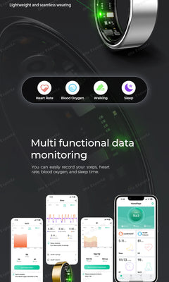 2025 Smart Ring Blood Pressure Heart Rate Sleep Monitoring Smartring IP68 & 5ATM Waterproof Multi-sport Mode Smartring Man Women