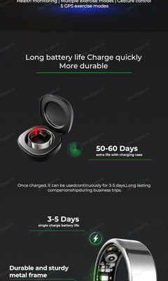 2025 Smart Ring Blood Pressure Heart Rate Sleep Monitoring Smartring IP68 & 5ATM Waterproof Multi-sport Mode Smartring Man Women
