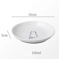 Ceramic Food Bowl for Cats; Anti-Skid Silicone Pad; Appealing Kitten Dish; Pet Feeding Essentials