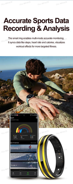 New 6.3mm Thin Smart Ring Health Monitor Smartring Outdoor Waterproof Ring Heart Rate Body Temperature Monitoring Sports rings