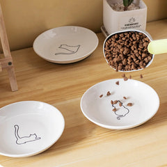 Ceramic Food Bowl for Cats; Anti-Skid Silicone Pad; Appealing Kitten Dish; Pet Feeding Essentials