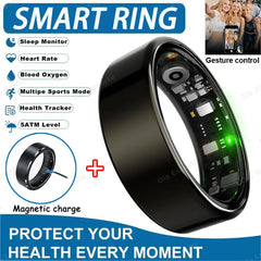 2025 Smart Ring Blood Pressure Heart Rate Sleep Monitoring Smartring IP68 & 5ATM Waterproof Multi-sport Mode Smartring Man Women