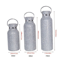 [Sparkling Water Bottle] Elegant Sparkling 350/500/750ml Bling Stainless Steel Water Bottle | Leakproof Lid, Thermal Insulation for Hot & Cold Drinks, Modern Rectangular Design - Perfect Christmas, Mother's Day, Graduation Gi