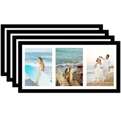 JCJMY 8x16 Picture Frame Set of 4 5x7 Collage Picture Frame Display 3 Pcs 5x7 Photos or 8x16 Picture 3 Opening 5x7 Collage Frame for Wall Hanging or Tabletop 3 Picture Frame 5x7 4 Pack Black