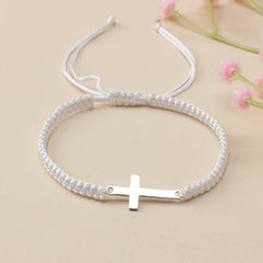[Steel Cross Bracelet] Stainless Steel Adjustable 1pc Hand Woven Cross Bracelet | Men's Hand Jewelry