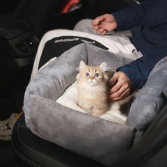 [Gray Pet Carrier] Soft Gray Pet Carrier, Car Seat for Cats and Small Dogs | Adjustable Straps, Ergonomic Design for Safe Travel, Secure Fit for Vehicles