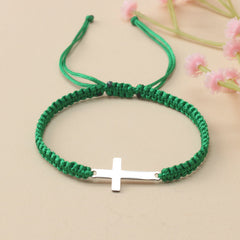 [Steel Cross Bracelet] Stainless Steel Adjustable 1pc Hand Woven Cross Bracelet | Men's Hand Jewelry