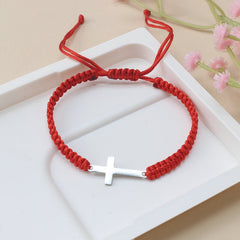 [Steel Cross Bracelet] Stainless Steel Adjustable 1pc Hand Woven Cross Bracelet | Men's Hand Jewelry