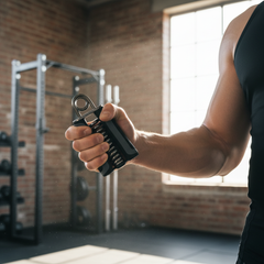 Person using grip strengthener during workout