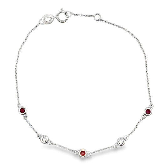 .25ct Ruby Diamond Bracelet 14KT White Gold