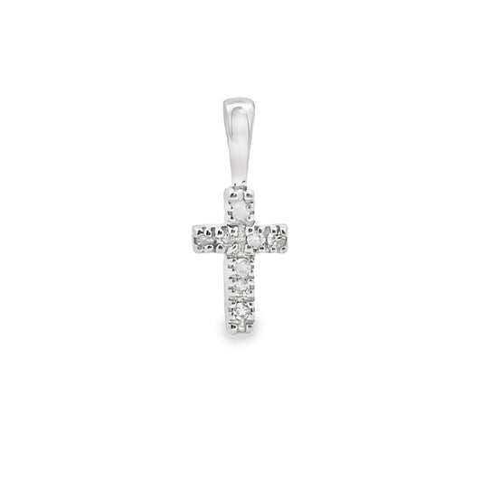 .03ct Diamond Cross Religious Pendant 10KT White Gold