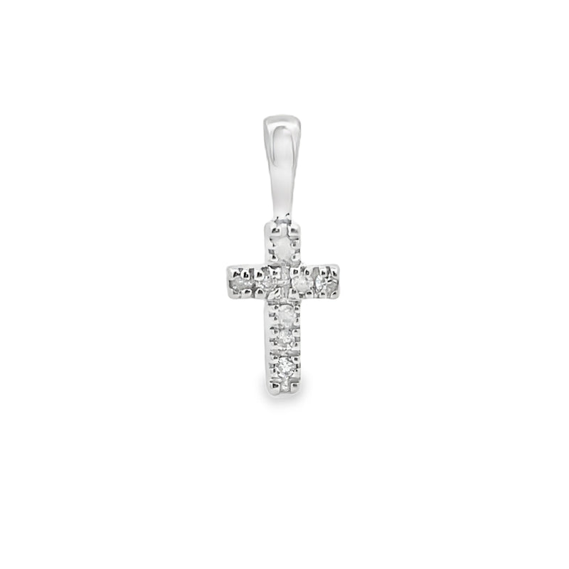 .03ct Diamond Cross Religious Pendant 10KT White Gold