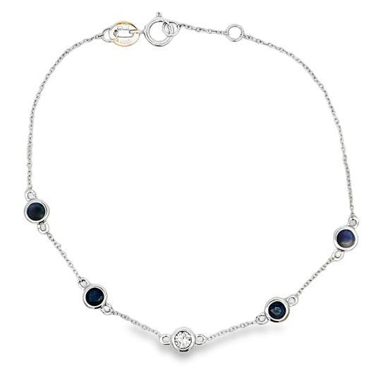 .67ct Sapphire Diamond Bracelet 14KT White Gold