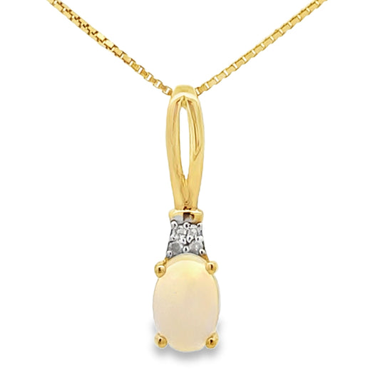 .02ct Opal Diamond Fashion Pendants 10KT Yellow Gold